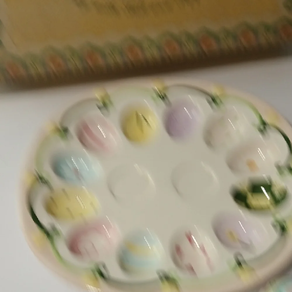 Decorative Egg Tray with Salt and Pepper Shakers